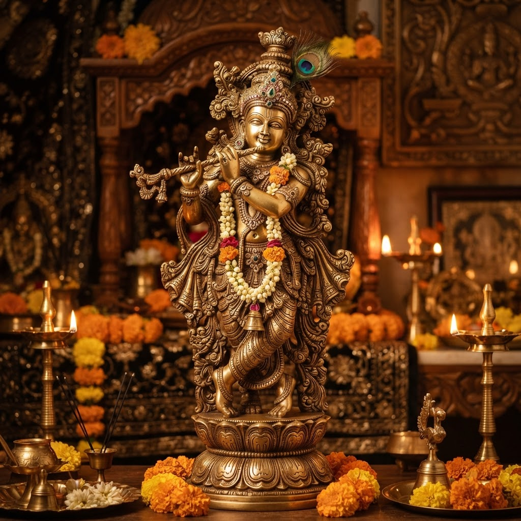 Brass Krishna Idol